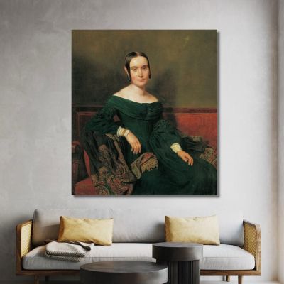 Lady In Vermilion Dress Ferdinand Georg Waldmüller fgw77 canvas print 