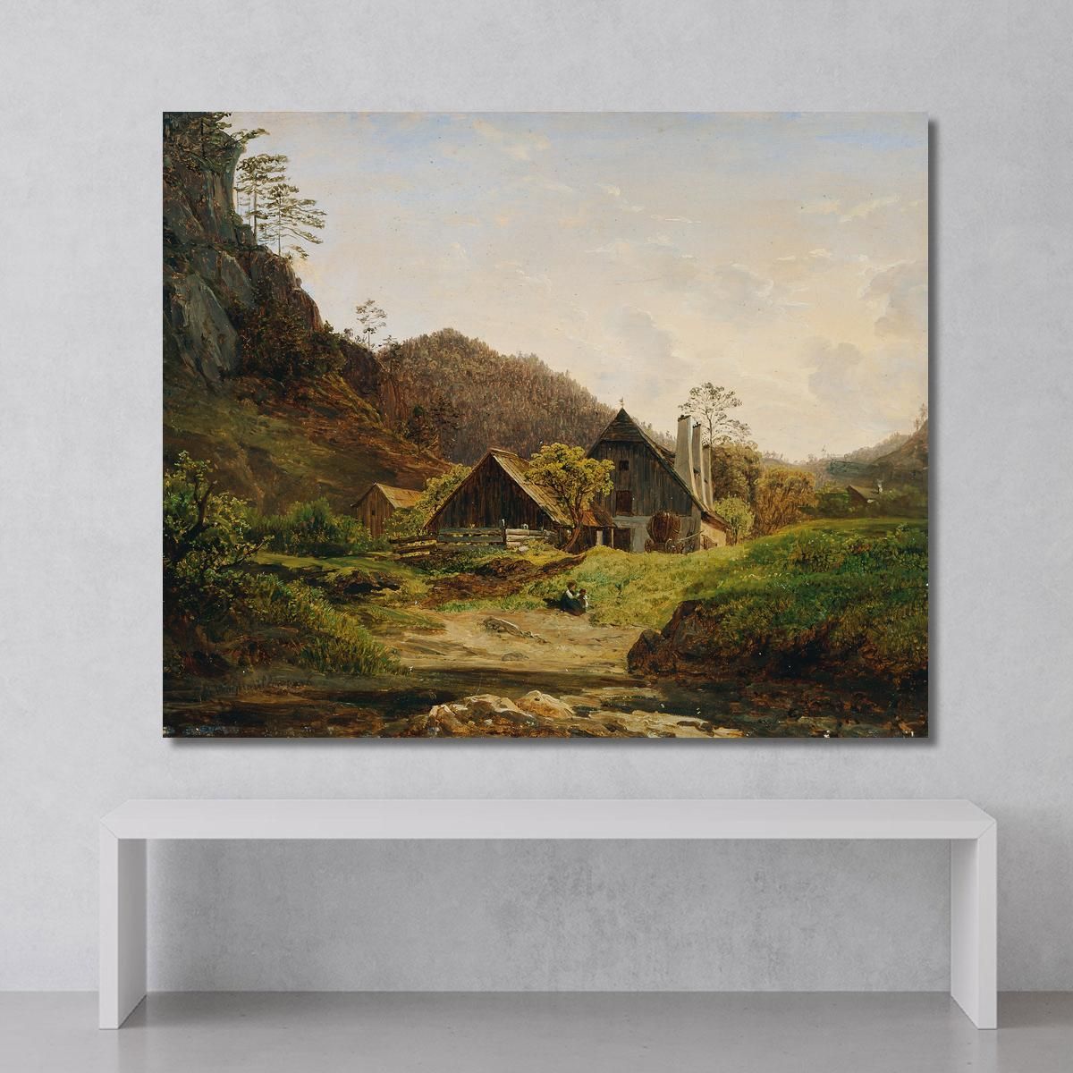 Landscape With Blacksmith'S Shop Ferdinand Georg Waldmüller fgw79 canvas print 