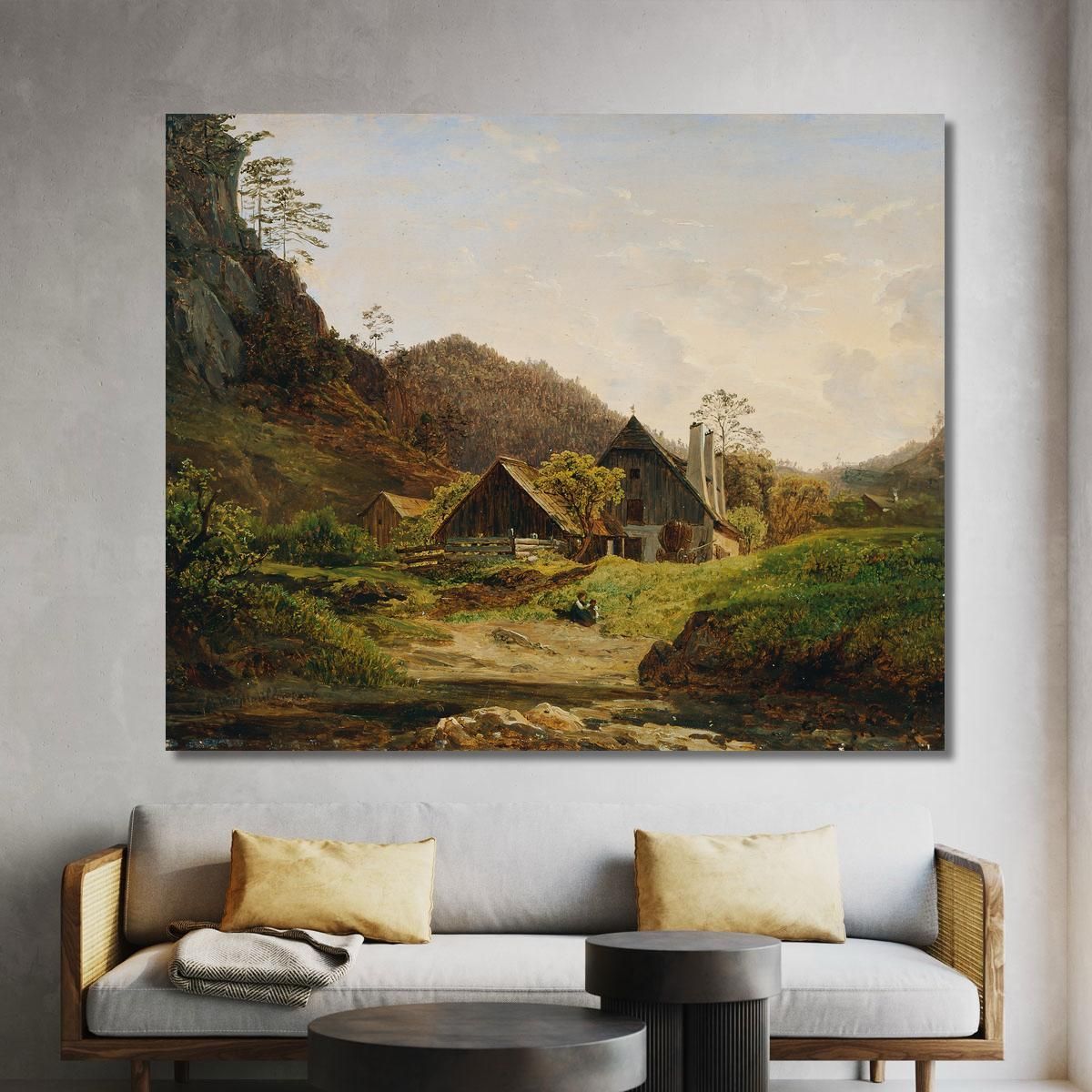 Landscape With Blacksmith'S Shop Ferdinand Georg Waldmüller fgw79 canvas print 