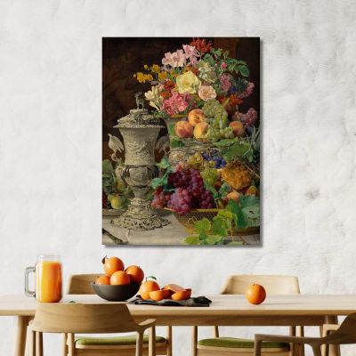 Still Life With Fruit Flowers And A Silver Cup Ferdinand Georg Waldmüller fgw103 canvas print 