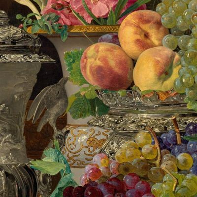 Still Life With Fruit Flowers And A Silver Cup Ferdinand Georg Waldmüller fgw103 canvas print