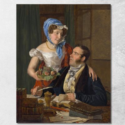 The Cartographer Professor Josef Jüttner And His Wife Ferdinand Georg Waldmüller fgw109 canvas print 