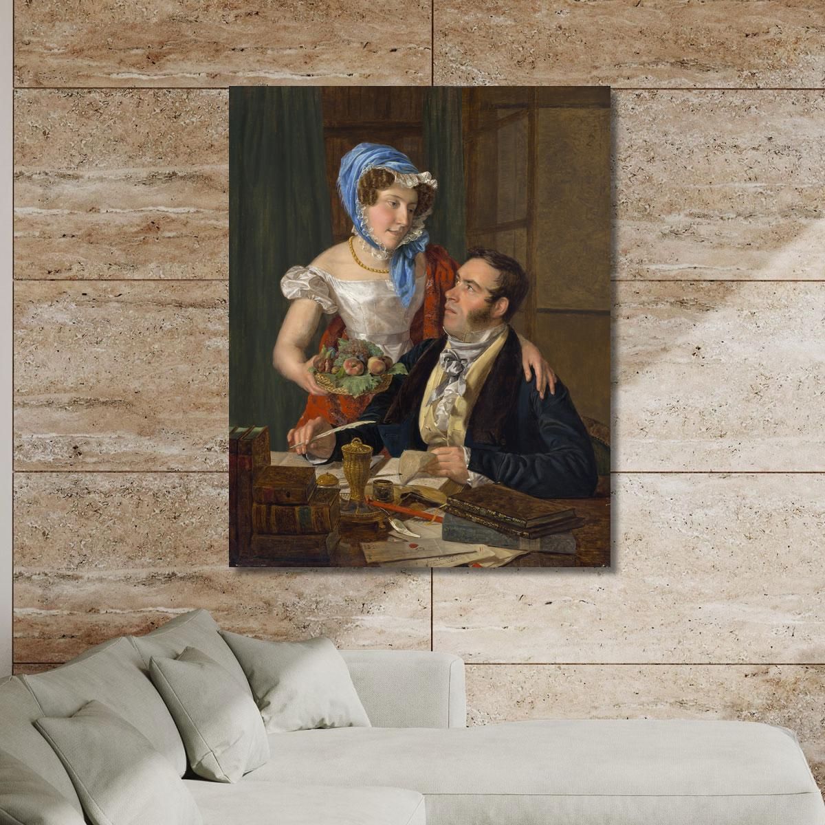 The Cartographer Professor Josef Jüttner And His Wife Ferdinand Georg Waldmüller fgw109 canvas print 