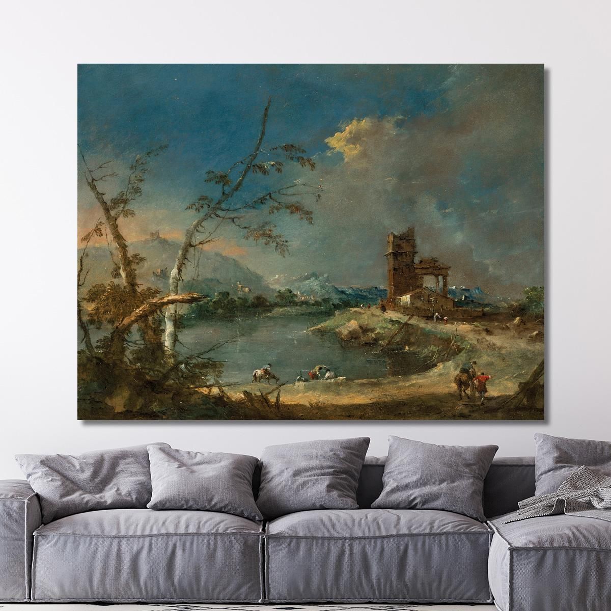 A Capriccio Of A Rustic Tower Beside A Lake Francesco Guardi fgr1 canvas print 