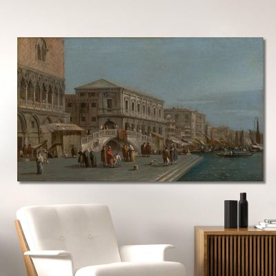 A View Of The Molo And The Riva Degli Schiavone In Venice Francesco Guardi fgr4 canvas print 