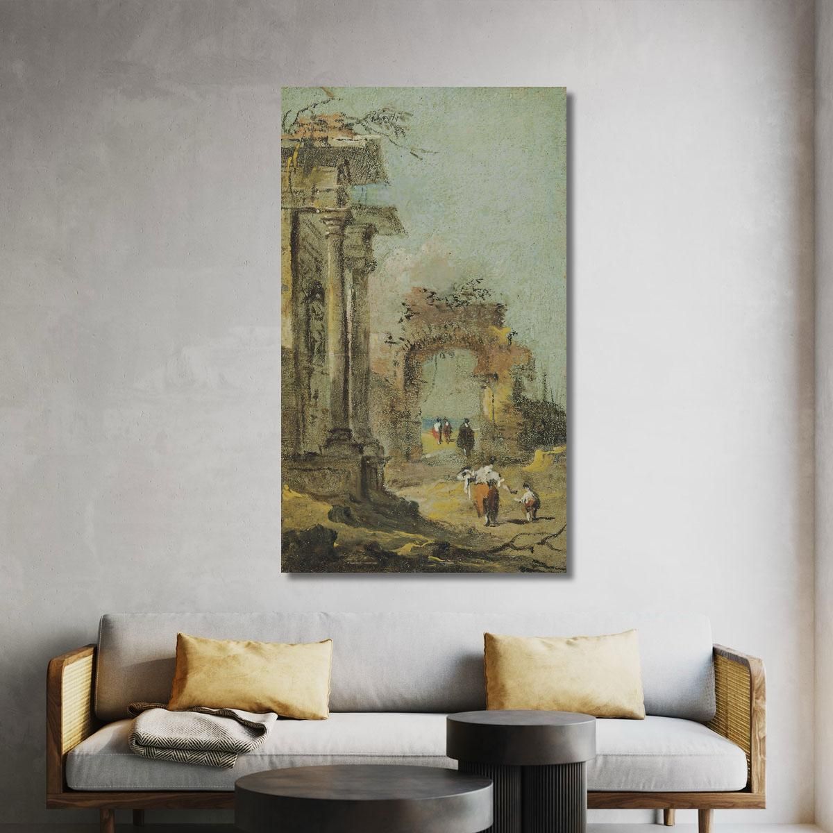 Capriccio Of Architectural Ruins And Figures Francesco Guardi fgr9 canvas print 