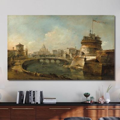 Fanciful View Of The Castel Sant’Angelo Rome Francesco Guardi fgr11 canvas print 