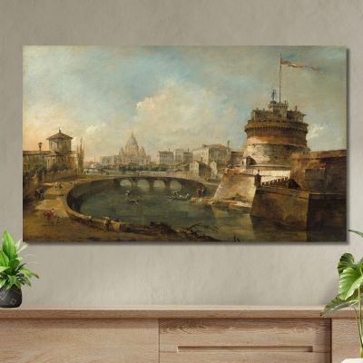 Fanciful View Of The Castel Sant’Angelo Rome Francesco Guardi fgr11 canvas print 