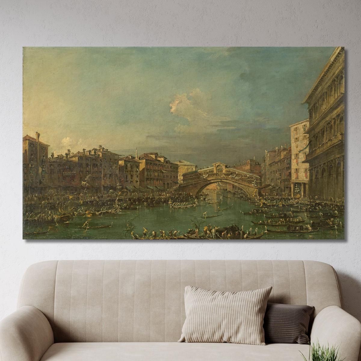 Regatta On The Grand Canal Near The Rialto Bridge Venice Francesco Guardi fgr18 canvas print 