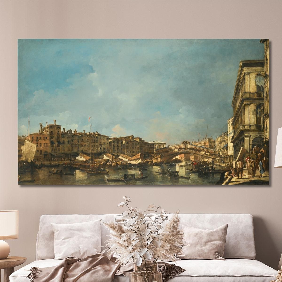 Venice: A View Of The Rialto Bridge Looking North From The Fondamenta Del Carbon Francesco Guardi fgr43 canvas print 
