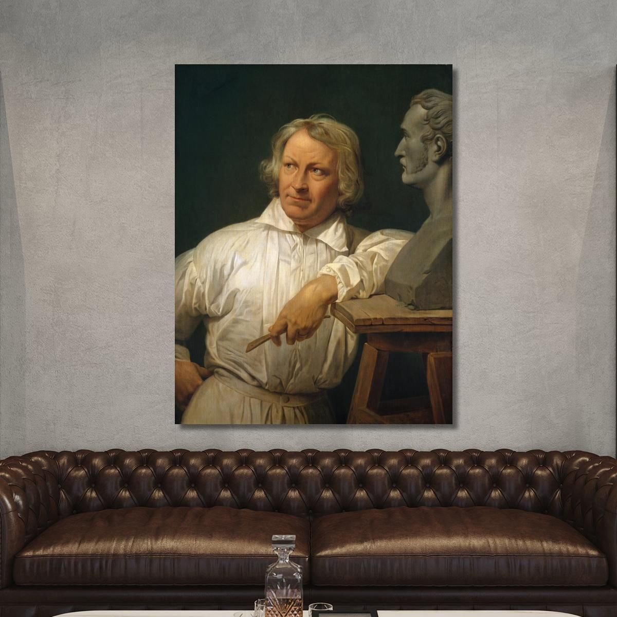 Bertel Thorvaldsen 1768 1844 With The Bust Of Horace Vernet Horace Vernet hvr8 canvas print 