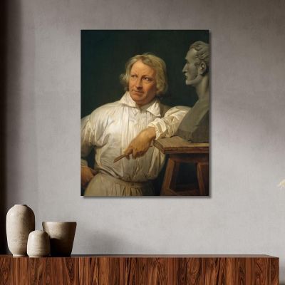 Bertel Thorvaldsen 1768 1844 With The Bust Of Horace Vernet Horace Vernet hvr8 canvas print 