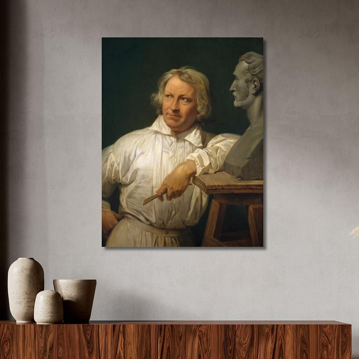 Bertel Thorvaldsen 1768 1844 With The Bust Of Horace Vernet Horace Vernet hvr8 canvas print 