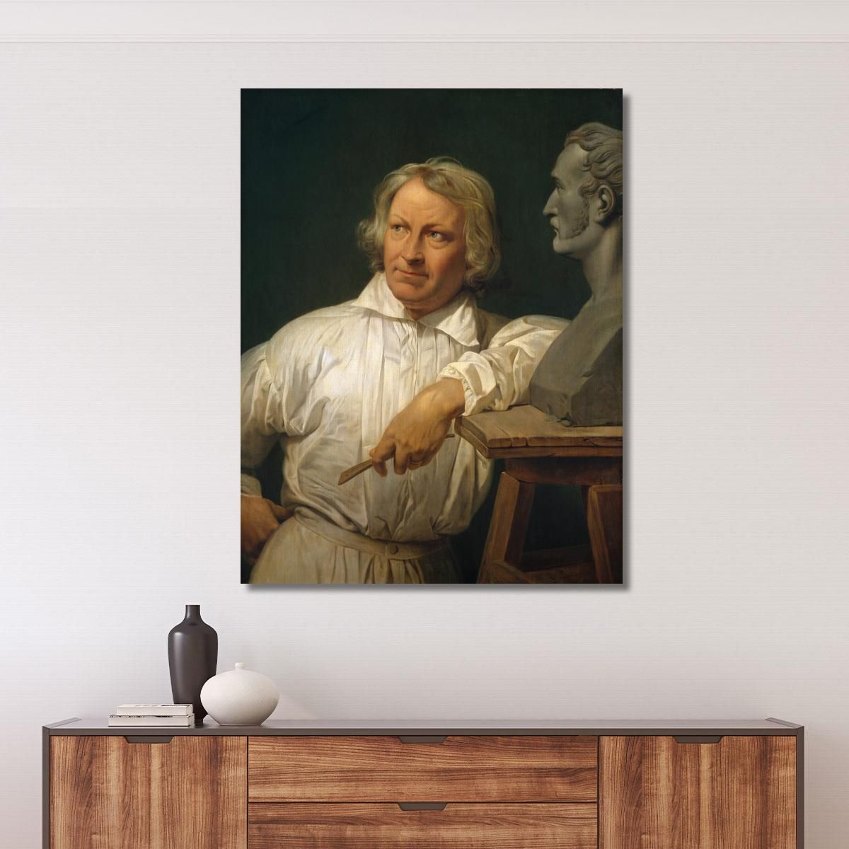 Bertel Thorvaldsen 1768 1844 With The Bust Of Horace Vernet Horace Vernet hvr8 canvas print 