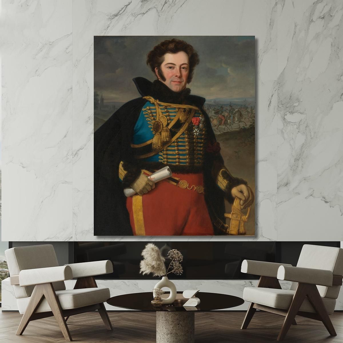 Portrait Of Colonel Auguste-Frederic-Bon-Amour Marquis De Talhouët Horace Vernet hvr28 canvas print 