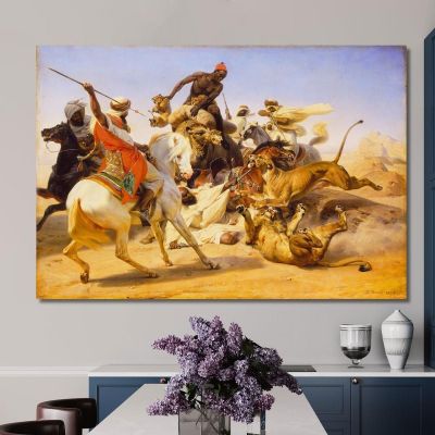 The Lion Hunt Horace Vernet hvr39 canvas print 