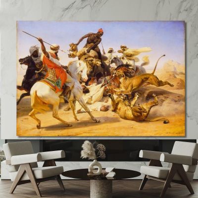 The Lion Hunt Horace Vernet hvr39 canvas print 