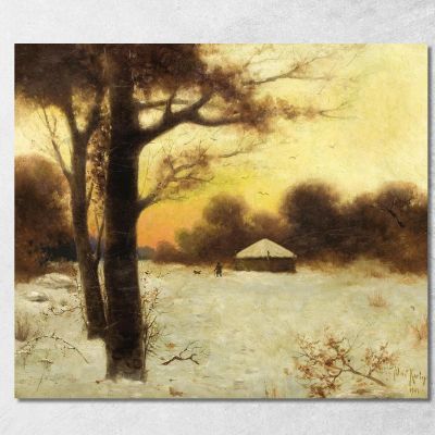 Winter Cottage Julius Sergius Klever jsk24 canvas print 