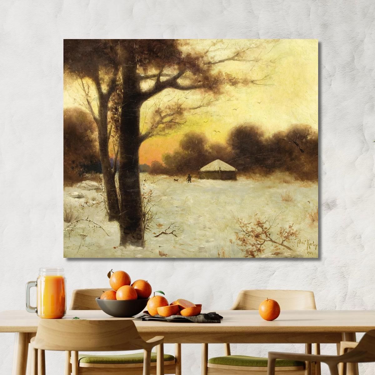 Winter Cottage Julius Sergius Klever jsk24 canvas print 