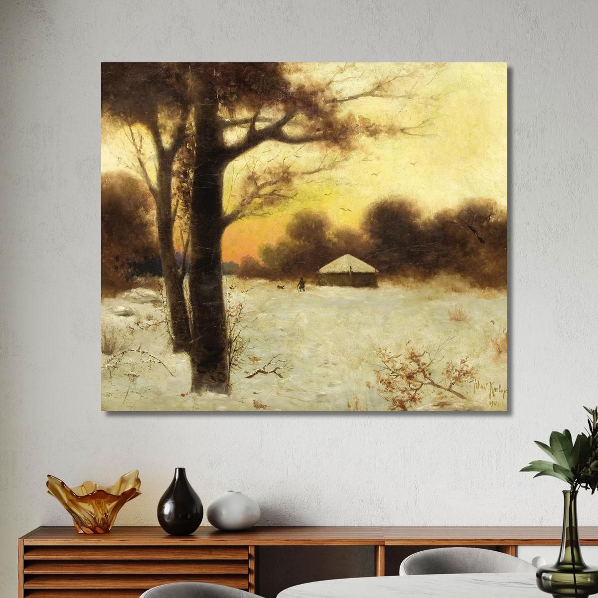 Winter Cottage Julius Sergius Klever jsk24 canvas print 