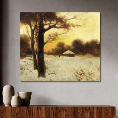 Winter Cottage Julius Sergius Klever jsk24 canvas print 