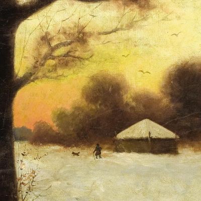 Winter Cottage Julius Sergius Klever jsk24 canvas print