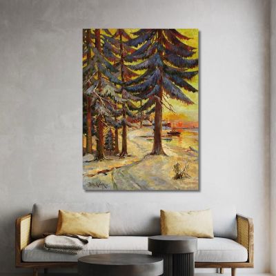 Winter Evening On The Lake Julius Sergius Klever jsk25 canvas print 