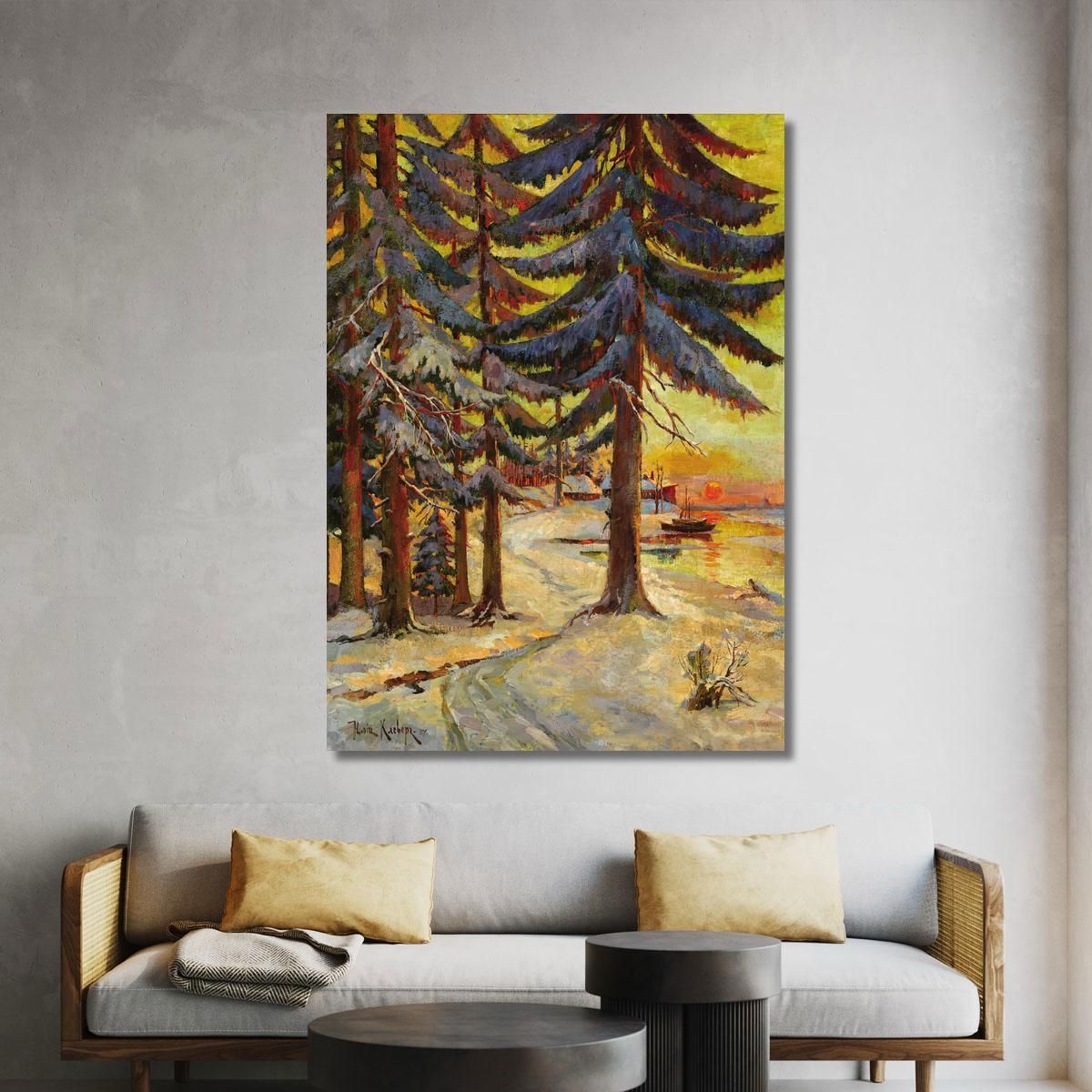 Winter Evening On The Lake Julius Sergius Klever jsk25 canvas print 