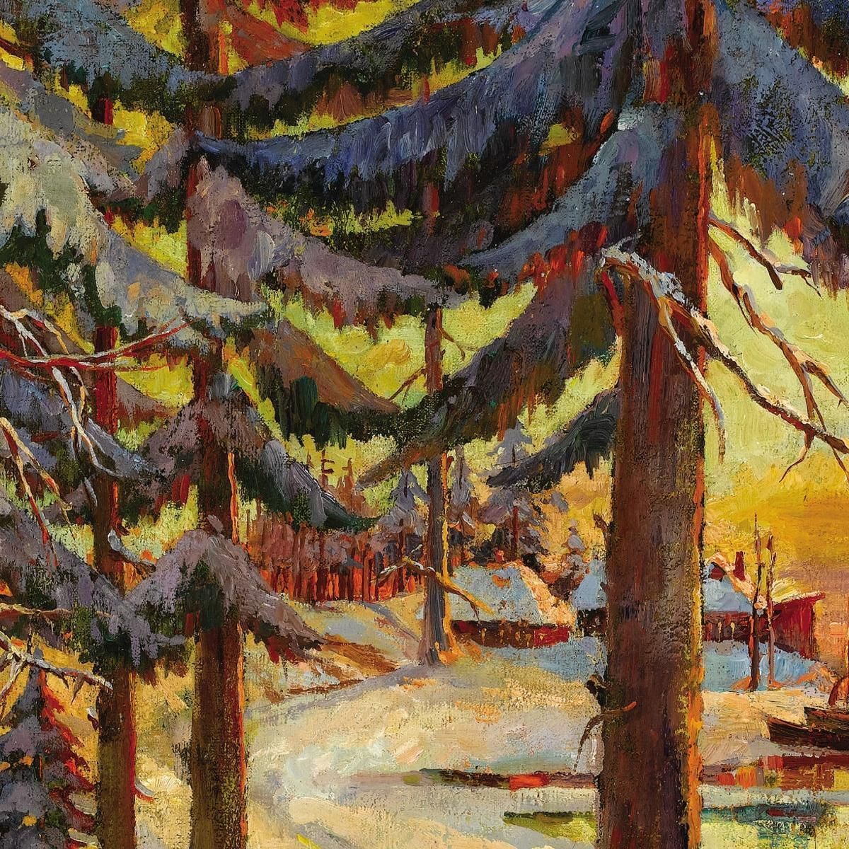 Winter Evening On The Lake Julius Sergius Klever jsk25 canvas print