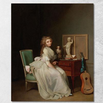 Lady In A White Dress Seated At Her Desk Louis Léopold Boilly llb14 canvas print 