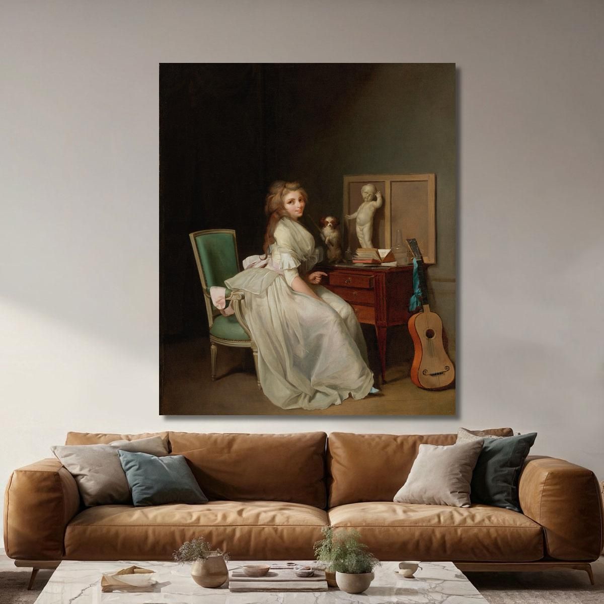 Lady In A White Dress Seated At Her Desk Louis Léopold Boilly llb14 canvas print 