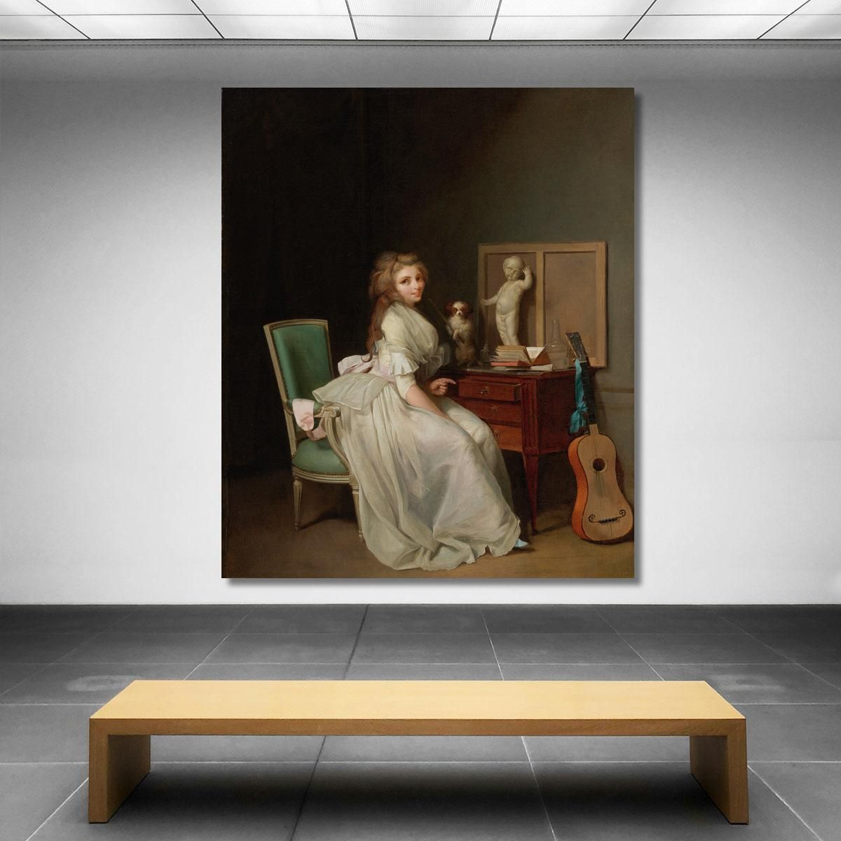 Lady In A White Dress Seated At Her Desk Louis Léopold Boilly llb14 canvas print 
