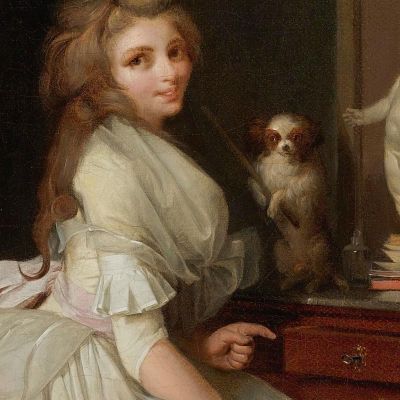 Lady In A White Dress Seated At Her Desk Louis Léopold Boilly llb14 canvas print