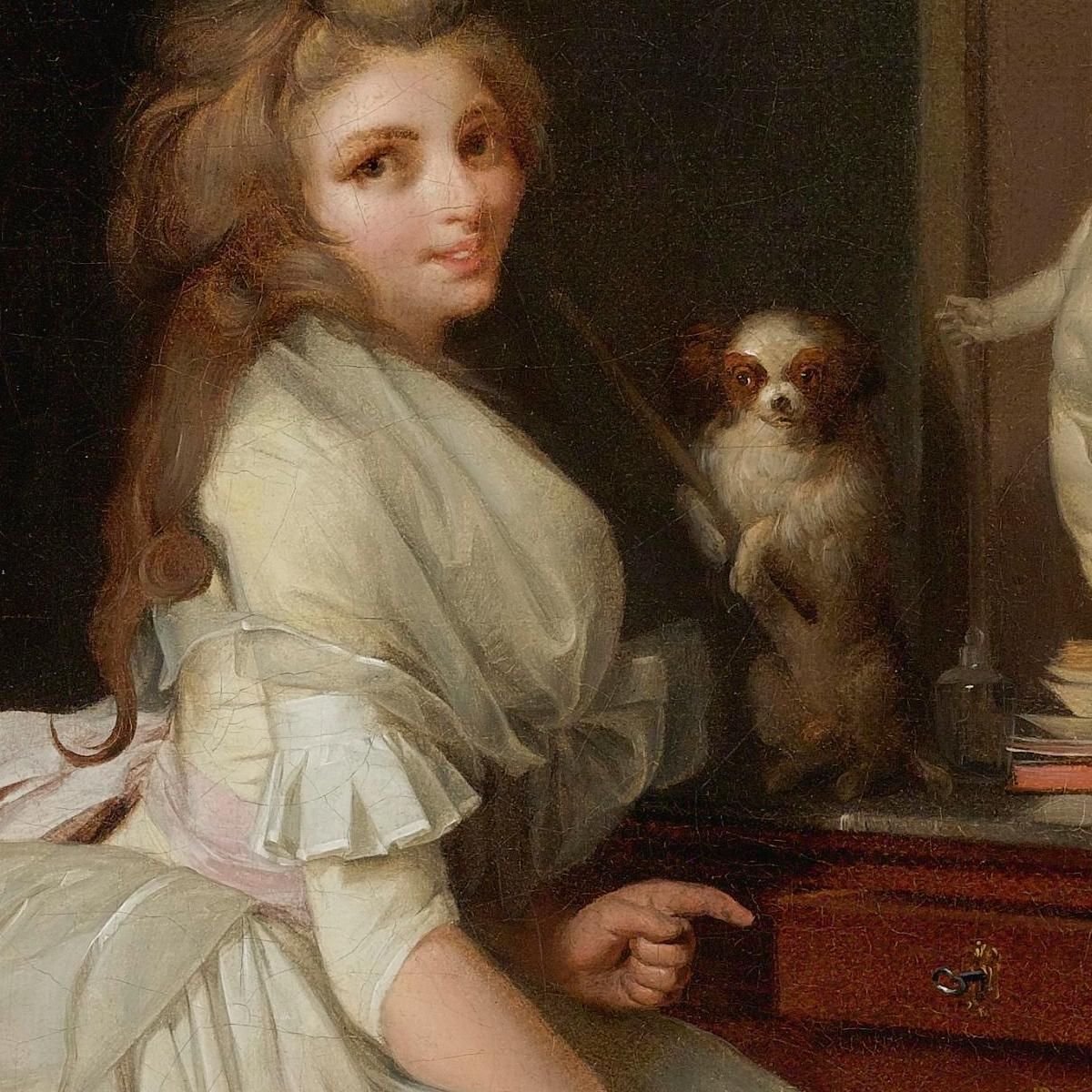 Lady In A White Dress Seated At Her Desk Louis Léopold Boilly llb14 canvas print