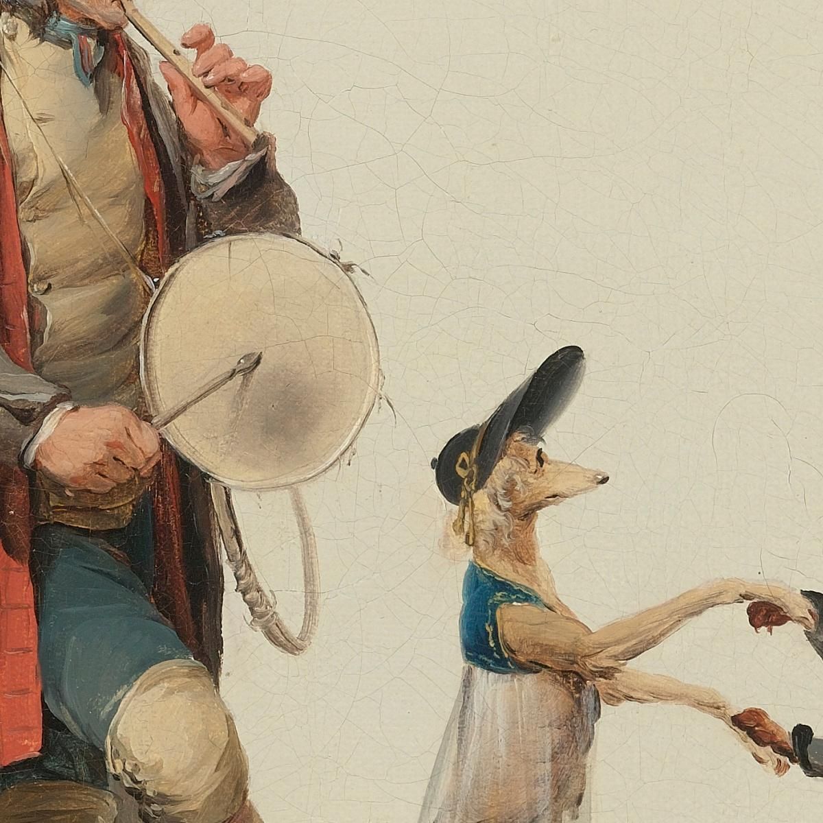 The Curious Piece: An Animal Trainer With Dancing Dogs A Bear And A Monkey Louis Léopold Boilly llb70 canvas print