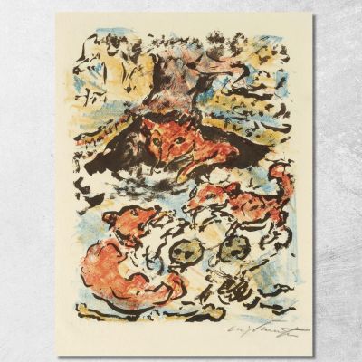 The Vixen Ermelyn With Her Children In The Fox Den Malepartus Lovis Corinth lcr21 canvas print 