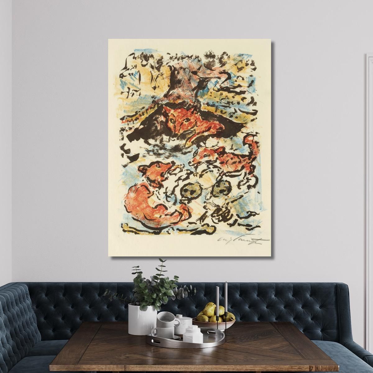 The Vixen Ermelyn With Her Children In The Fox Den Malepartus Lovis Corinth lcr21 canvas print 