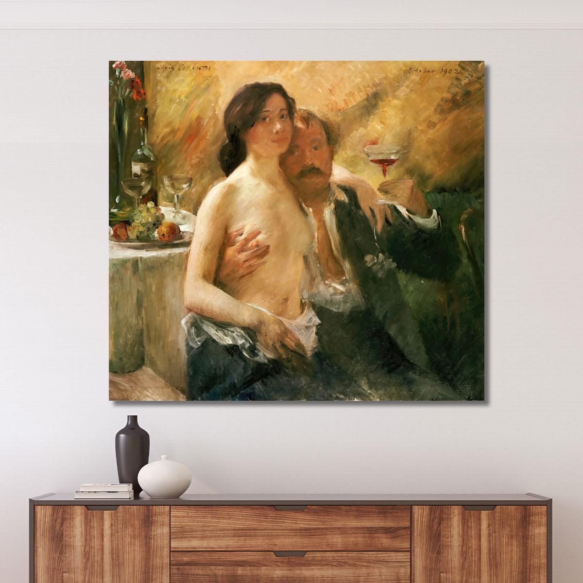 Self-Portrait With His Wife Charlotte Berend-Corinth And A Glass Of Sekt Lovis Corinth lcr84 canvas print 