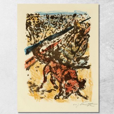 Wolf And Fox Fighting Each Other Lovis Corinth lcr109 canvas print 