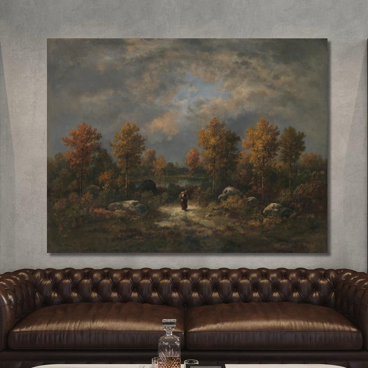 Autumn: The Woodland Pond Narcisse-Virgile Diaz de La Peña nvd6 canvas print 