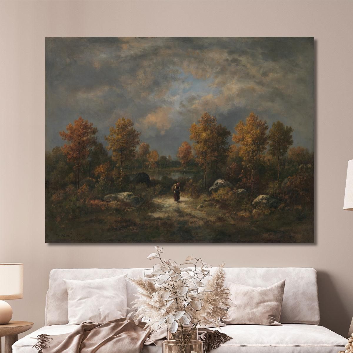 Autumn: The Woodland Pond Narcisse-Virgile Diaz de La Peña nvd6 canvas print 