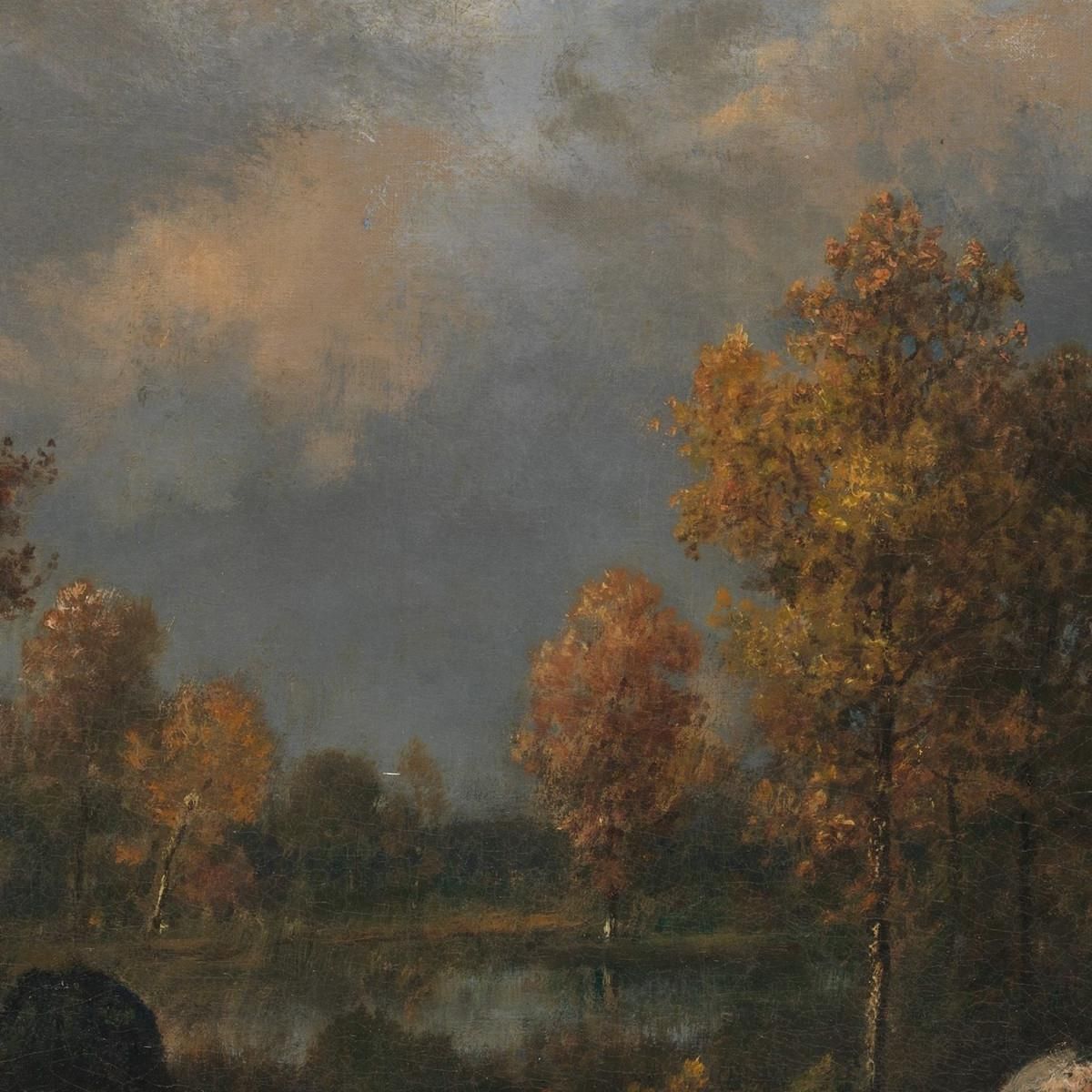 Autumn: The Woodland Pond Narcisse-Virgile Diaz de La Peña nvd6 canvas print