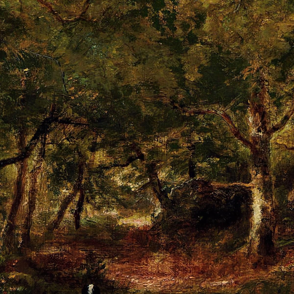 Child And Hunting Dogs In The Forest Narcisse-Virgile Diaz de La Peña nvd19 canvas print