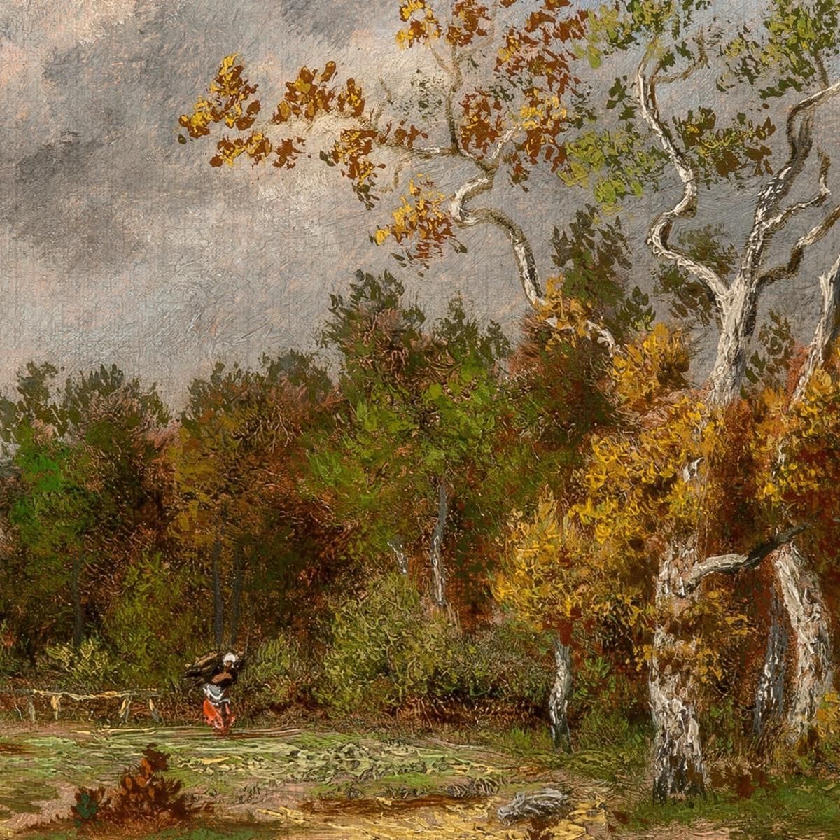 Faggot Gatherer At The Edge Of A Wood Near A Pond Narcisse-Virgile Diaz de La Peña nvd21 canvas print