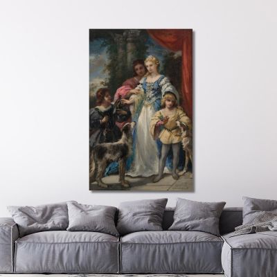 Woman With Dogs Narcisse-Virgile Diaz de La Peña nvd24 canvas print 