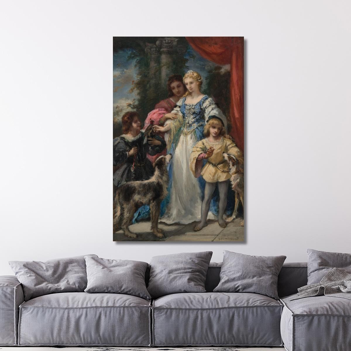 Woman With Dogs Narcisse-Virgile Diaz de La Peña nvd24 canvas print 
