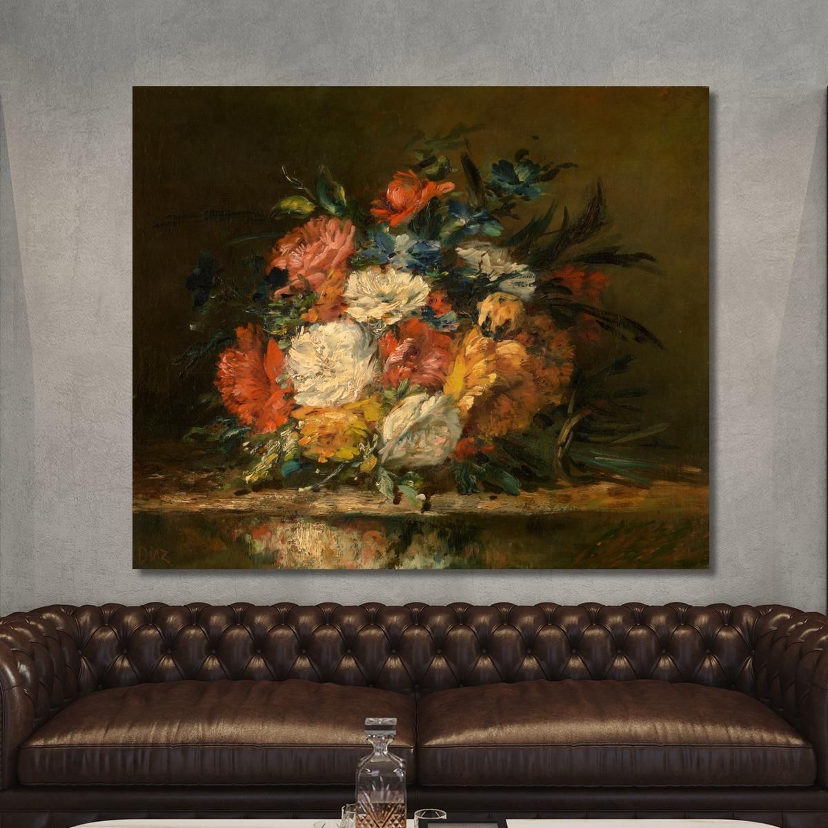 Flowers Narcisse-Virgile Diaz de La Peña nvd27 canvas print 