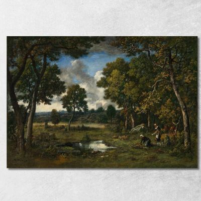 The Bas D'Apremont: Two Woodcutters Near Two Ponds Narcisse-Virgile Diaz de La Peña nvd34 canvas print 