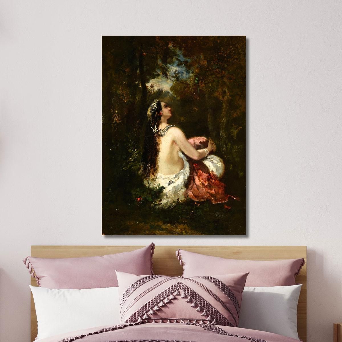 The Woman With The Parrot Narcisse-Virgile Diaz de La Peña nvd35 canvas print 