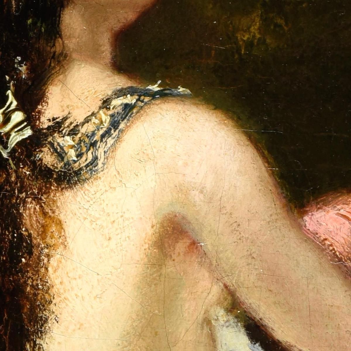 The Woman With The Parrot Narcisse-Virgile Diaz de La Peña nvd35 canvas print